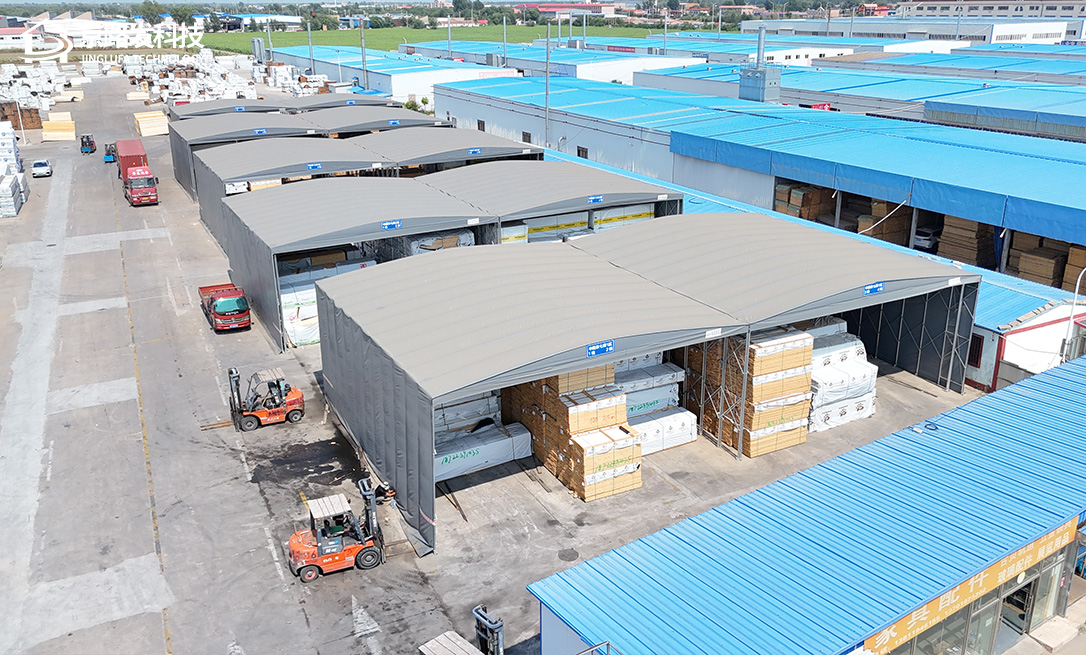 天津潘庄名贵木料市场推拉棚